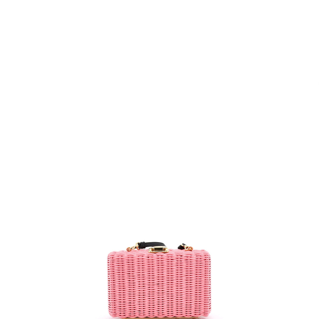 Logo Patch Convertible Box Clutch Wicker