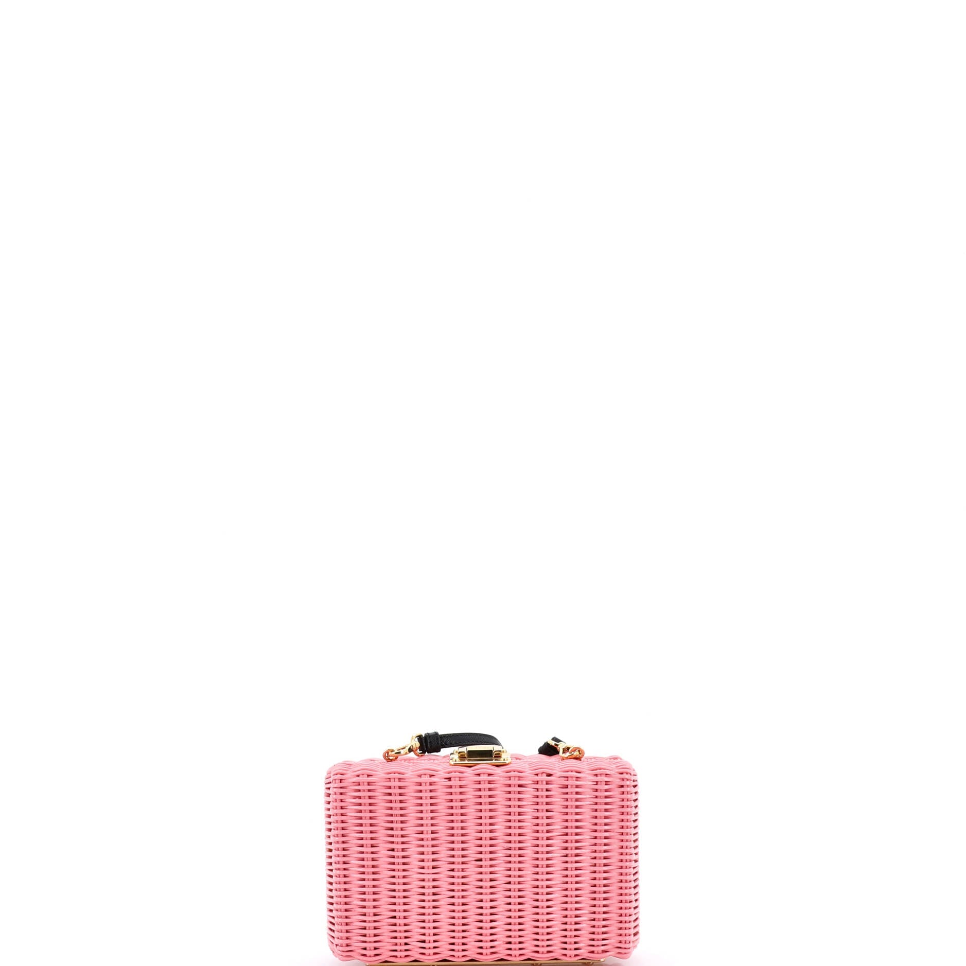 Logo Patch Convertible Box Clutch Wicker