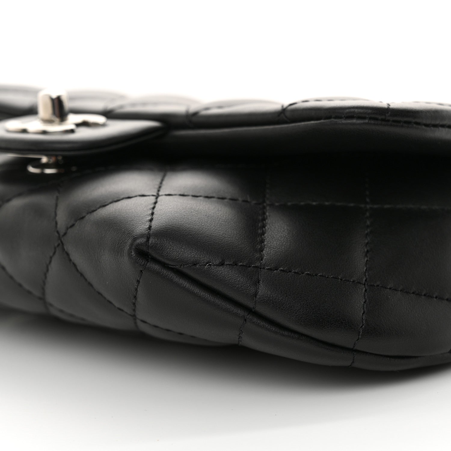 Calfskin Quilted CC Uniform Flap Belt Bag Black