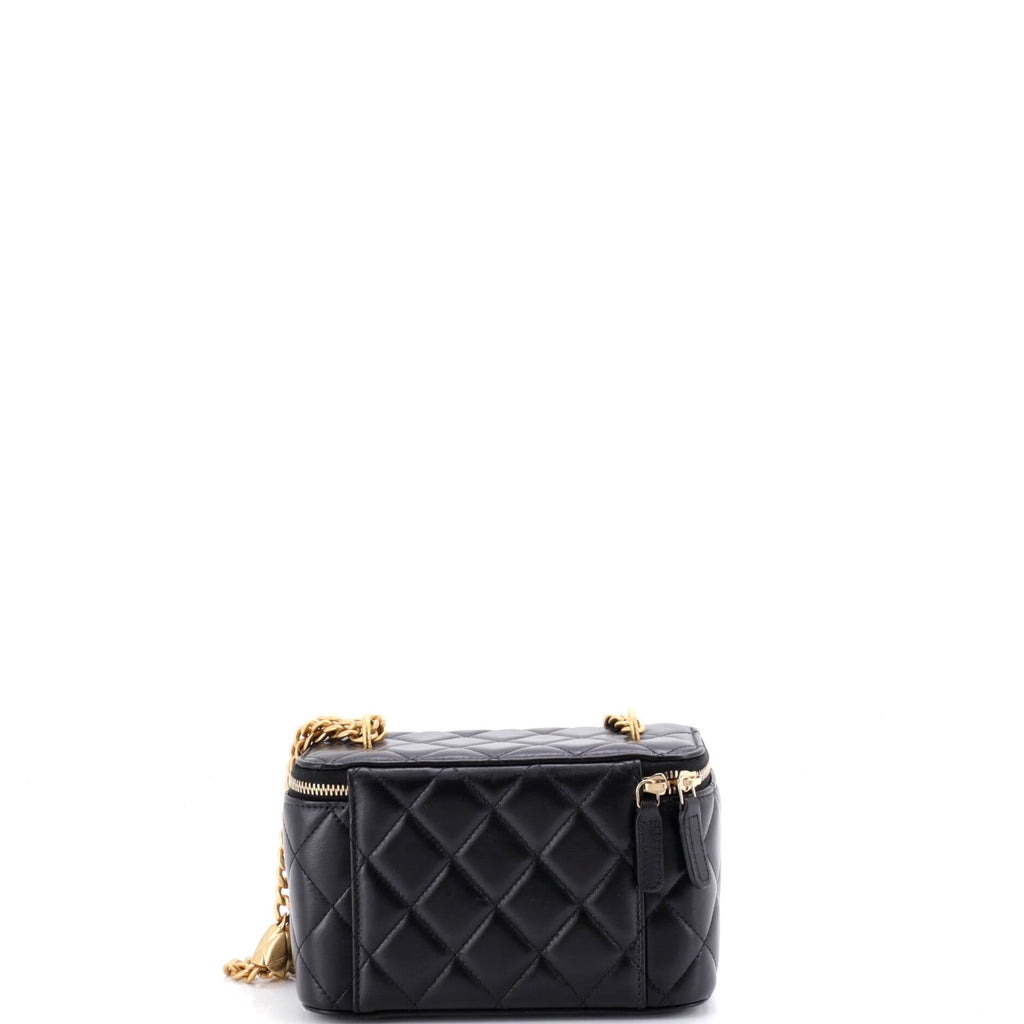 All Slide Long Vanity Case with Chain Quilted Lambskin Small
