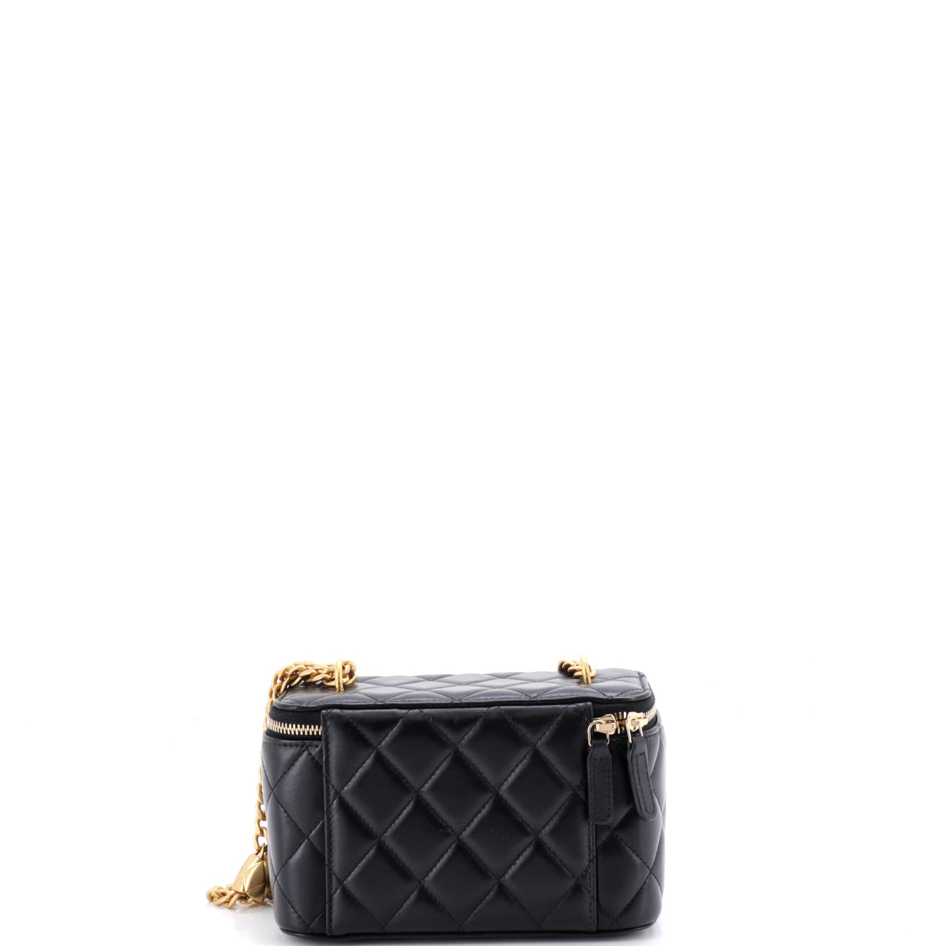 All Slide Long Vanity Case with Chain Quilted Lambskin Small