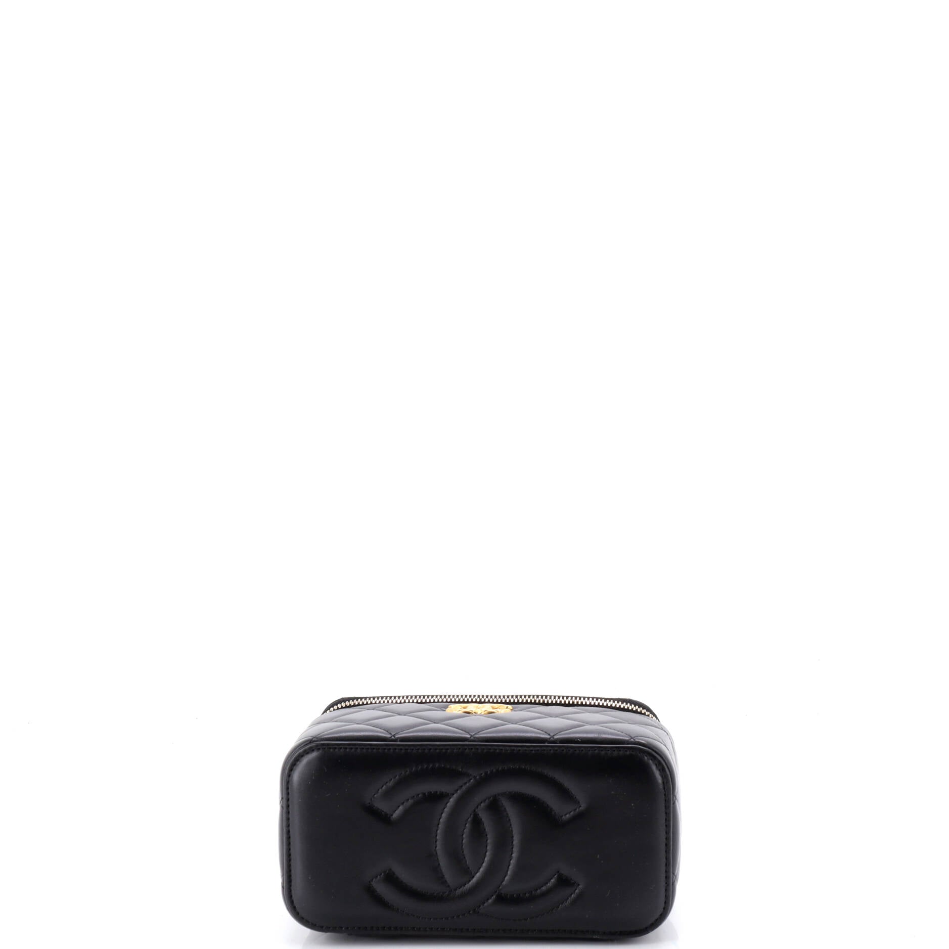 All Slide Long Vanity Case with Chain Quilted Lambskin Small