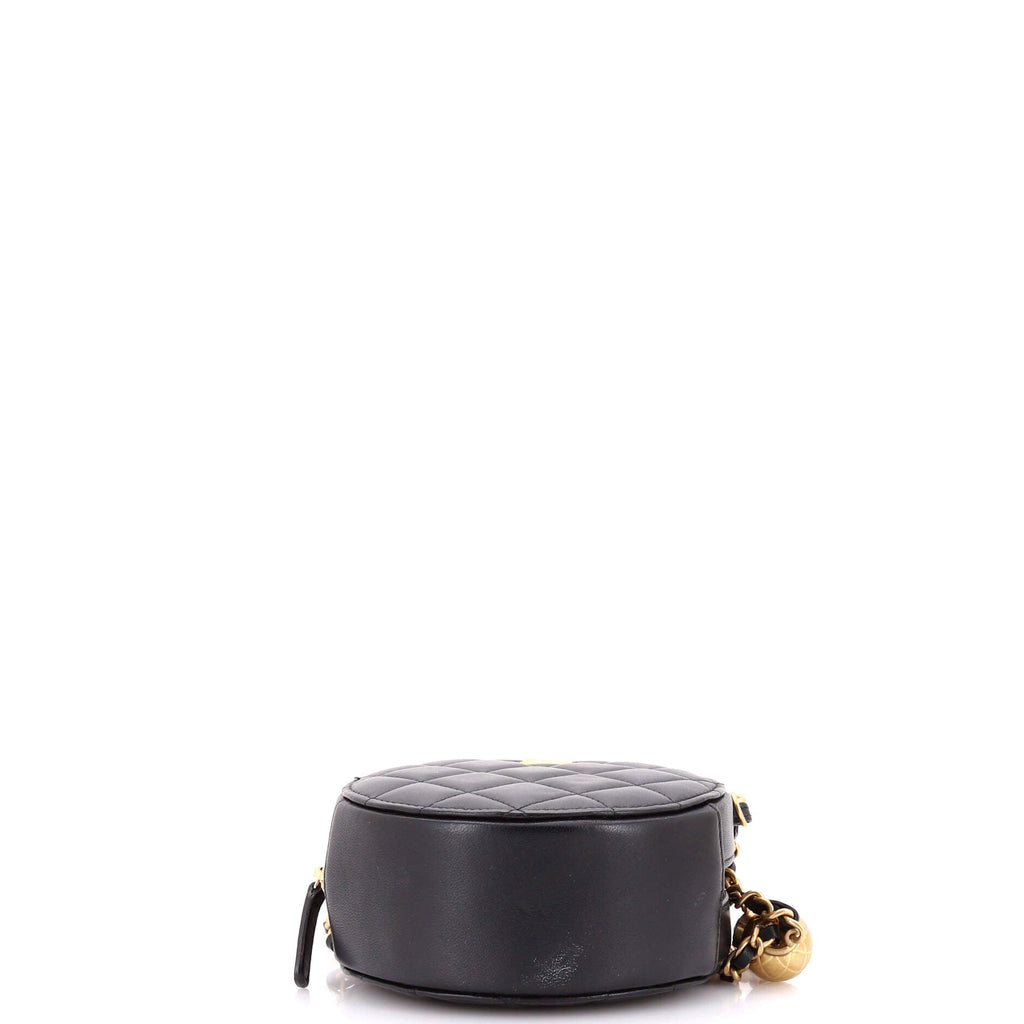 Pearl Crush Round Clutch with Chain Quilted Lambskin