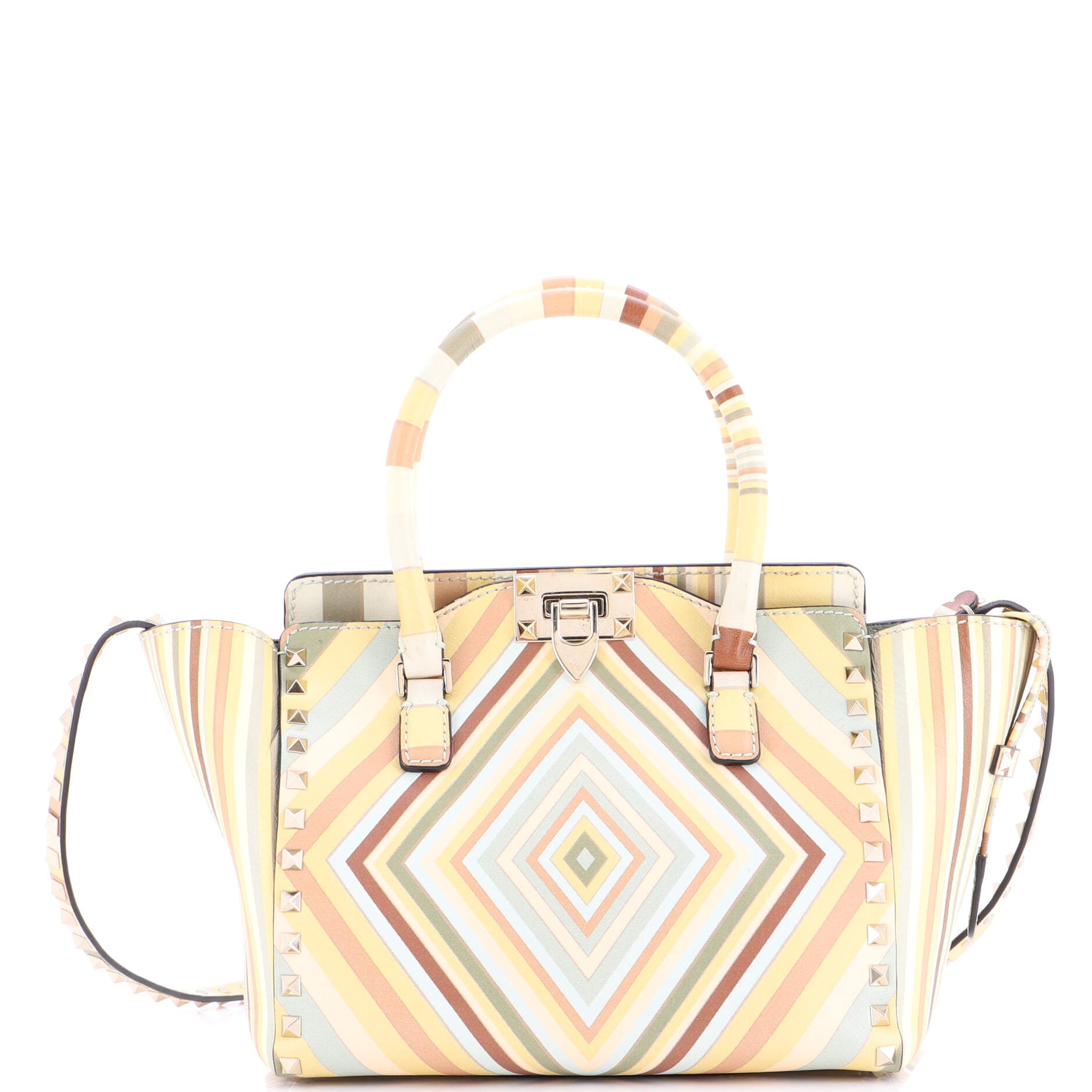 1975 Rockstud Tote Striped Leather Small
