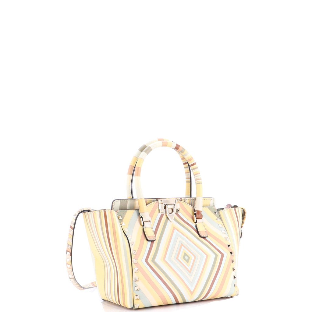 1975 Rockstud Tote Striped Leather Small