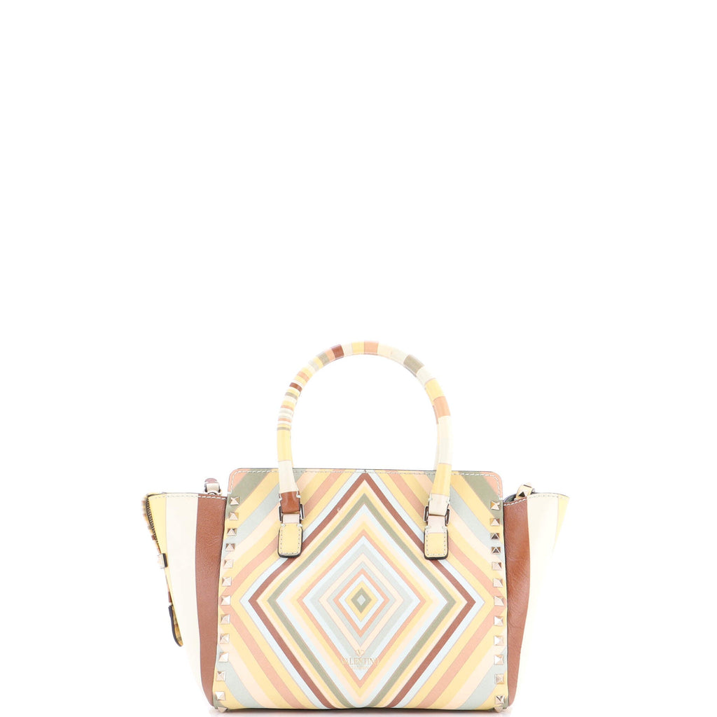 1975 Rockstud Tote Striped Leather Small