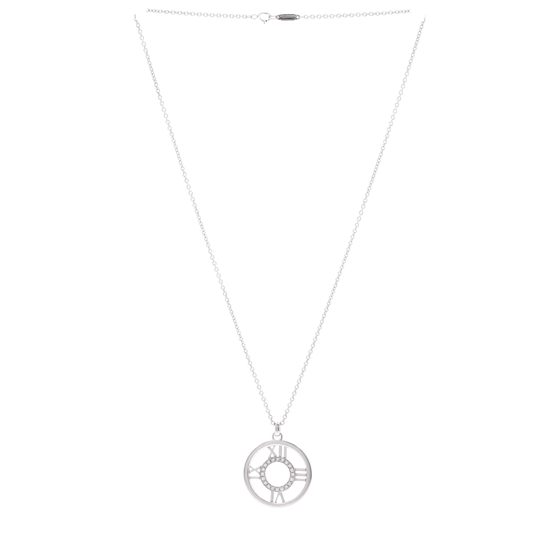 Atlas Circle Pendant Necklace 18K White Gold with Diamonds Medium