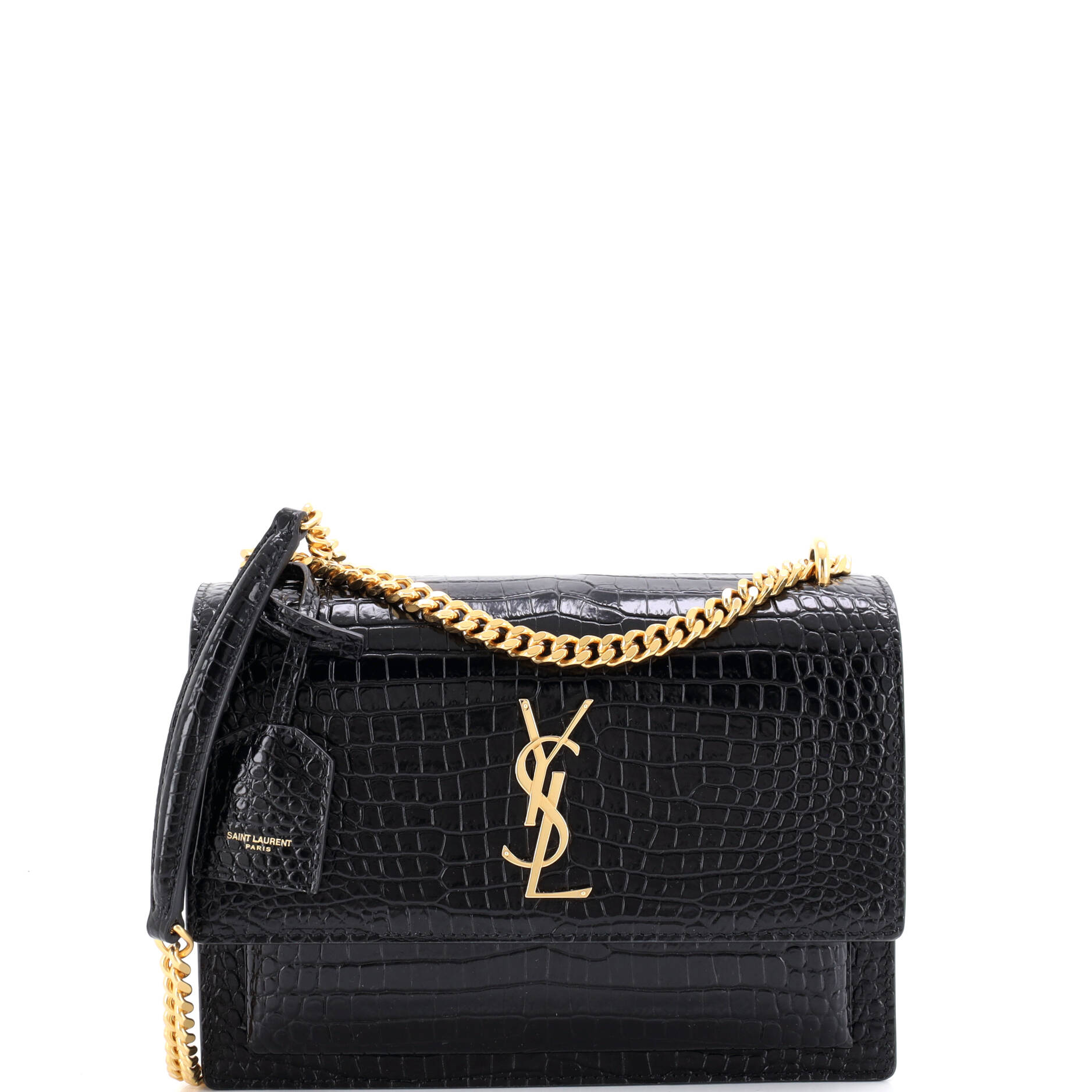 Sunset Crossbody Bag Crocodile Embossed Leather Medium