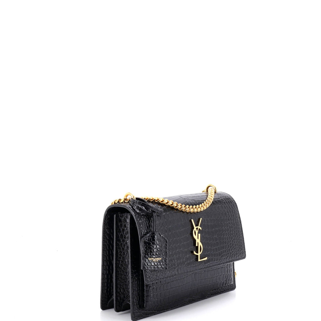 Sunset Crossbody Bag Crocodile Embossed Leather Medium
