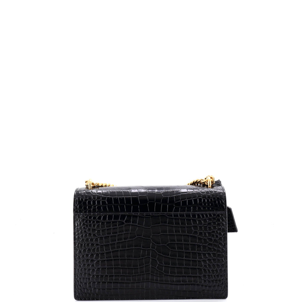 Sunset Crossbody Bag Crocodile Embossed Leather Medium