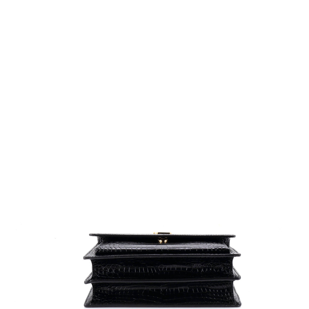 Sunset Crossbody Bag Crocodile Embossed Leather Medium
