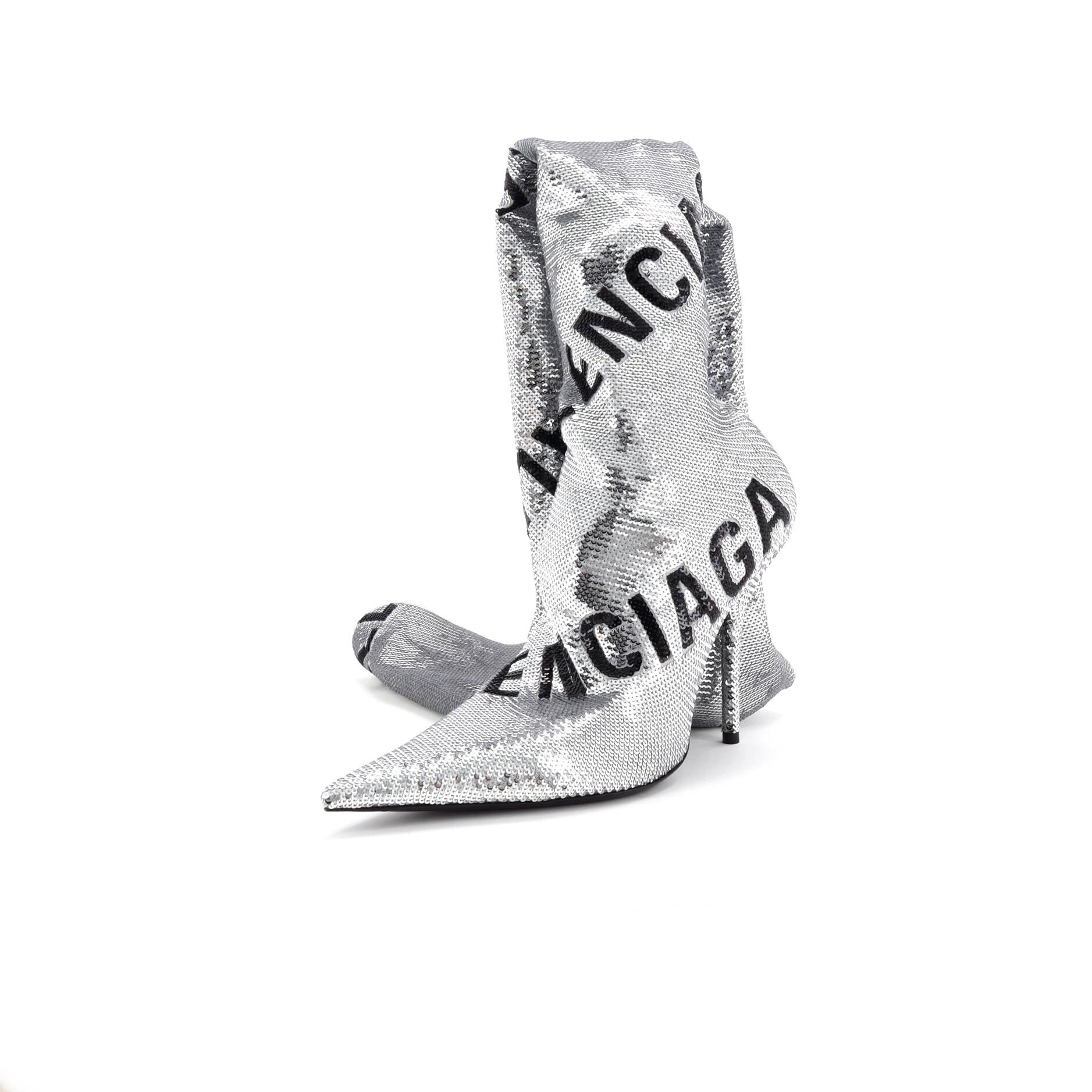 Women's Logo Knife Thigh High Boots Sequins