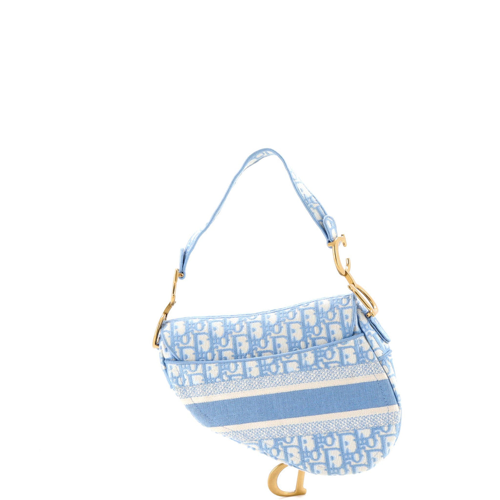 Saddle Handbag Logo Embroidered Oblique Canvas Medium