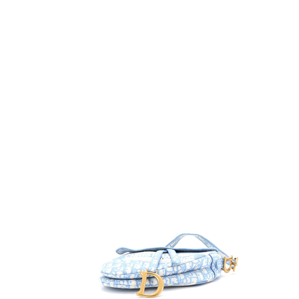 Saddle Handbag Logo Embroidered Oblique Canvas Medium