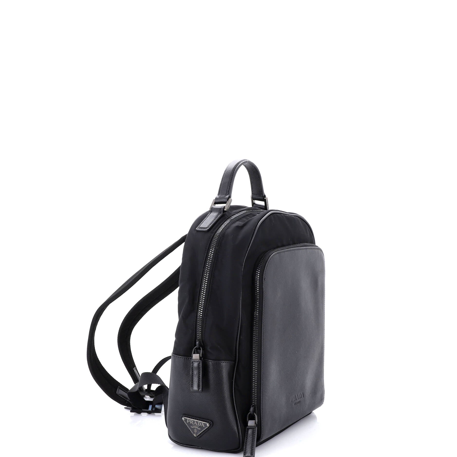 Convertible Front Pocket Backpack Saffiano Leather and Tessuto Medium
