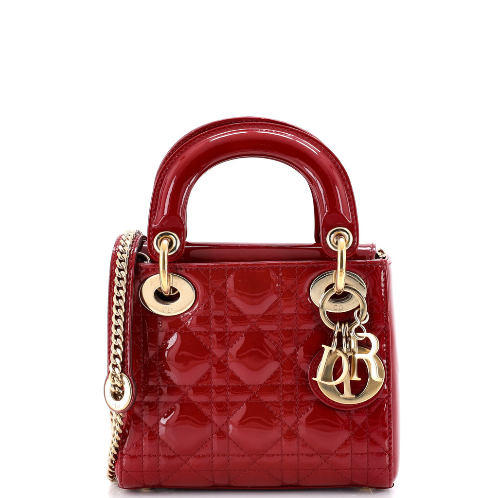 Lady Dior Chain Bag Cannage Quilt Patent Mini