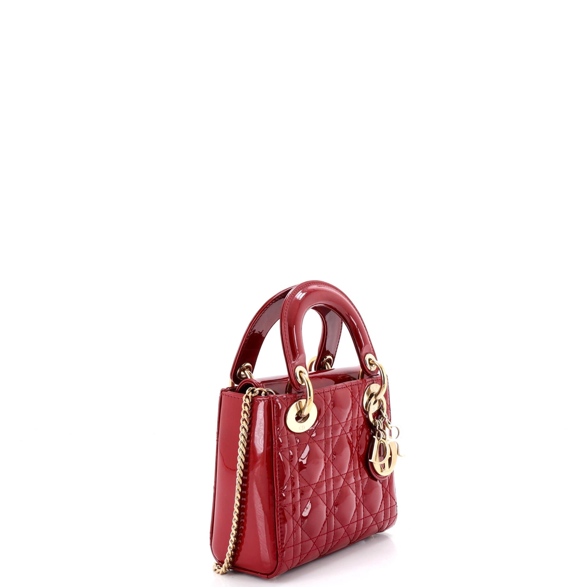 Lady Dior Chain Bag Cannage Quilt Patent Mini