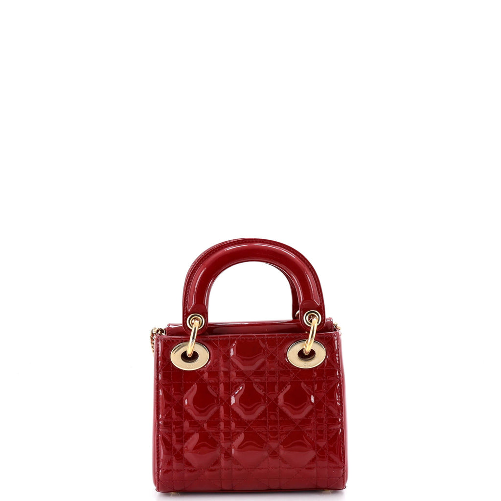 Lady Dior Chain Bag Cannage Quilt Patent Mini
