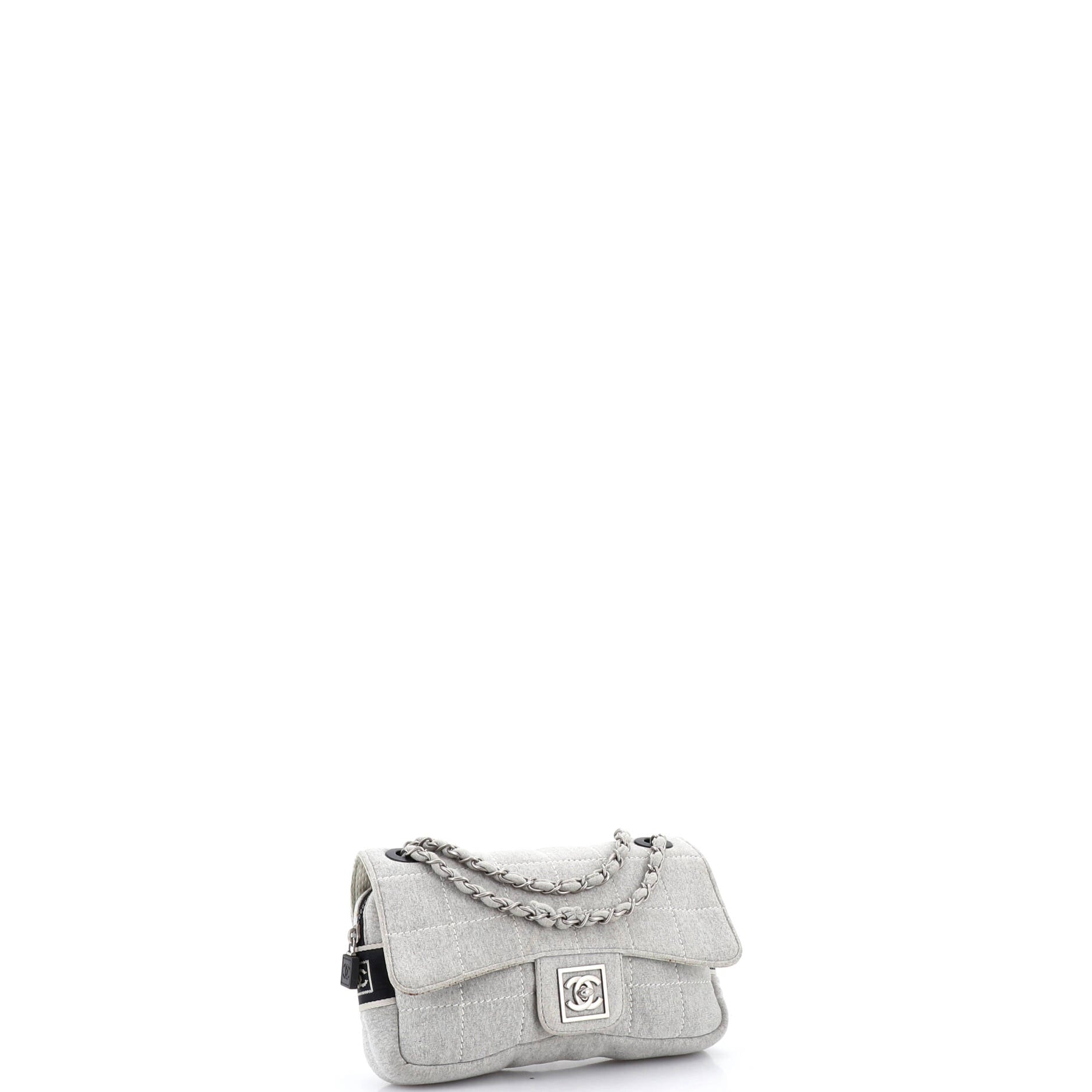 Sport Line Square Quilt Flap Bag Quilted Fabric Small