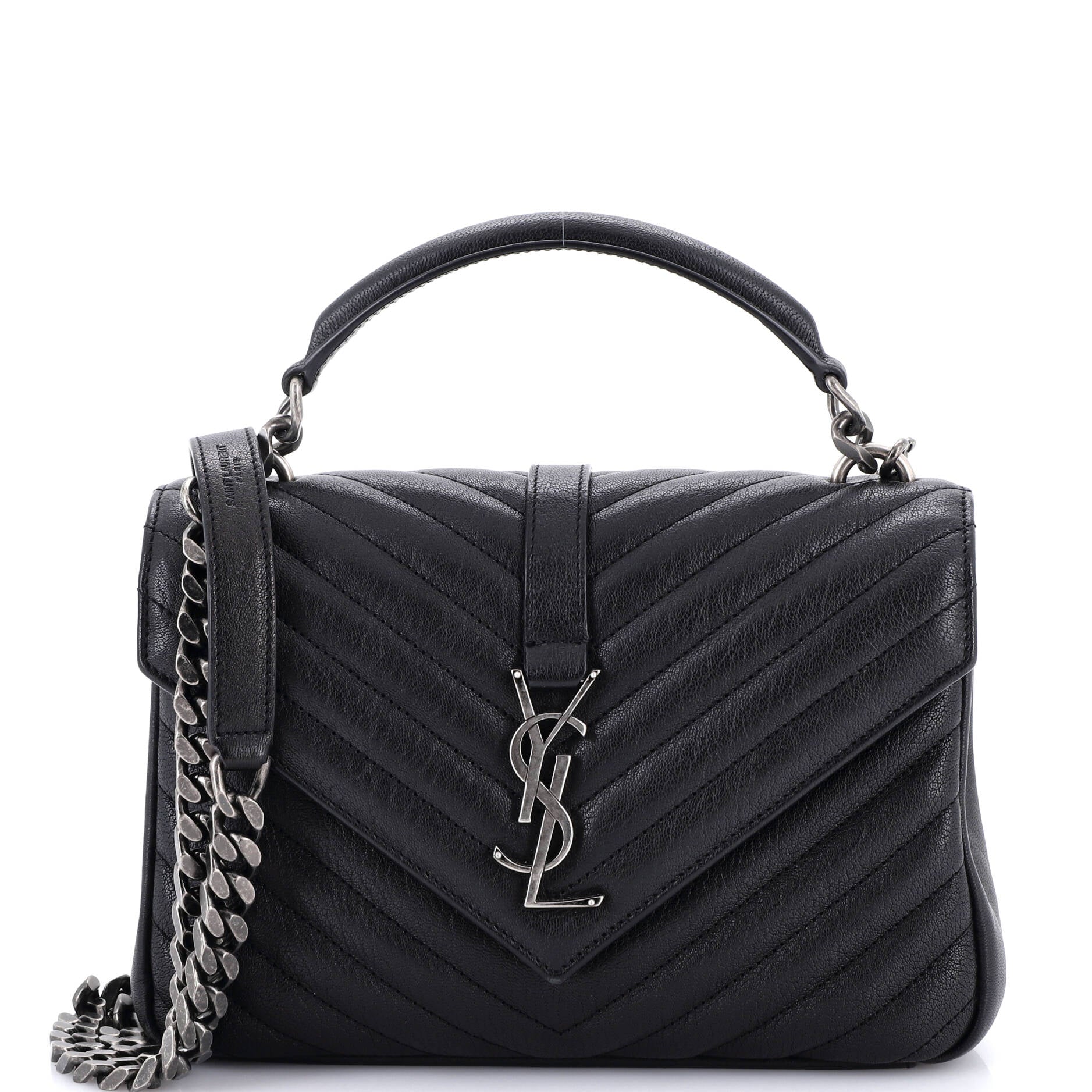 Classic Monogram College Bag Matelasse Chevron Leather Medium