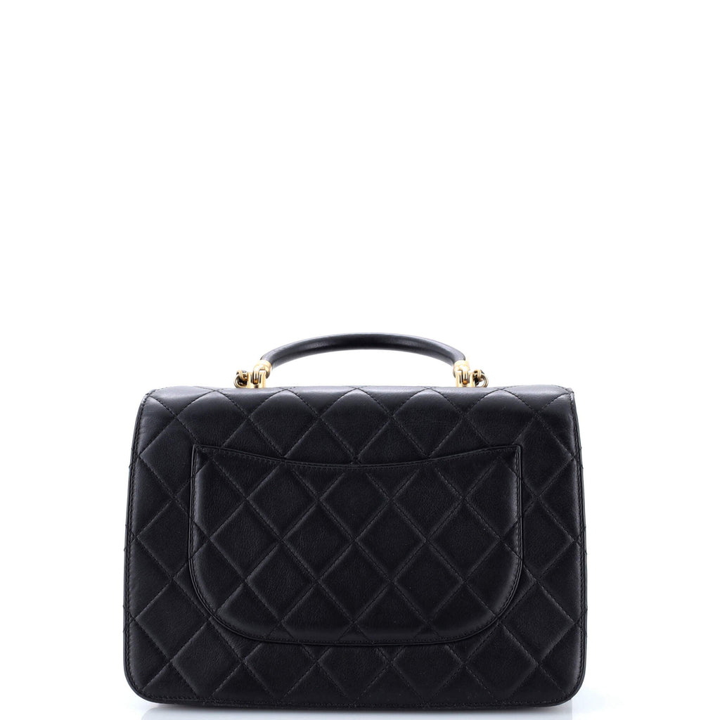 Gold Top Handle Bag Quilted Lambskin Medium