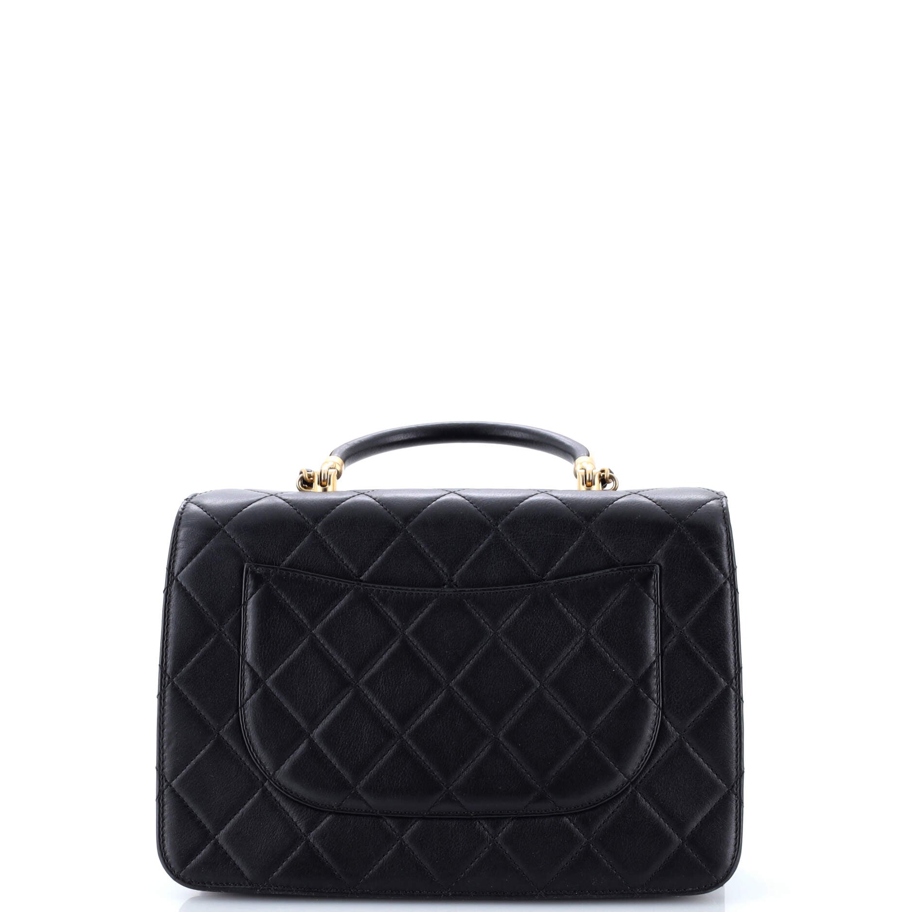 Gold Top Handle Bag Quilted Lambskin Medium