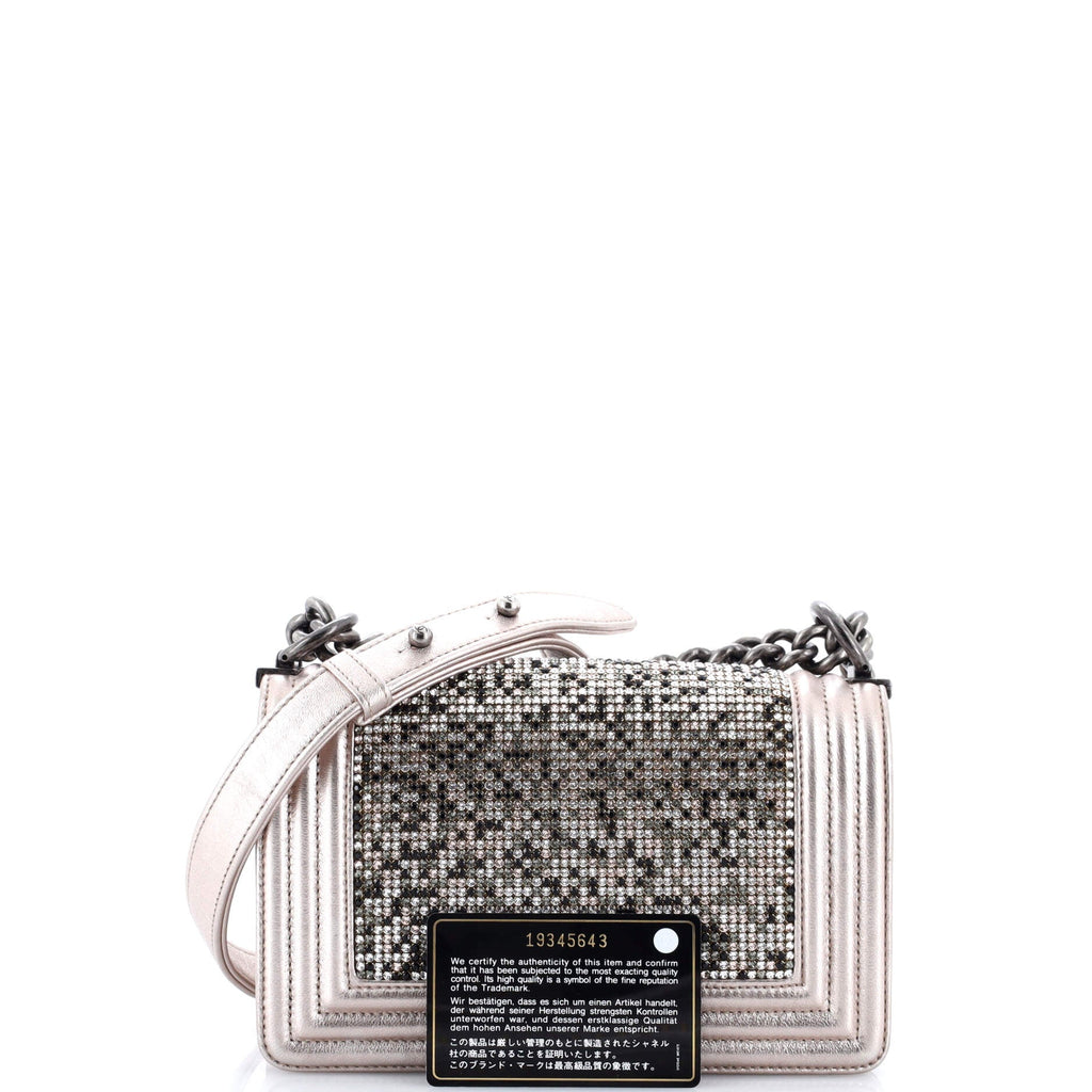 Boy Flap Bag Strass Embellished Leather Small