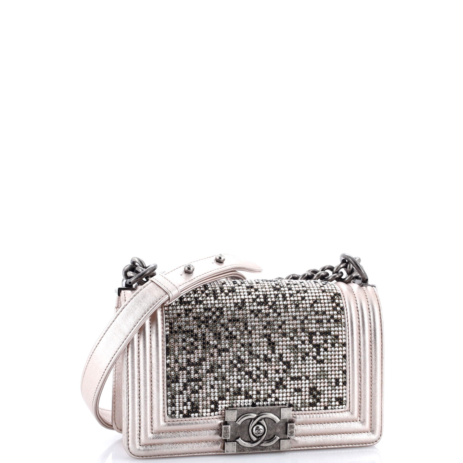 Boy Flap Bag Strass Embellished Leather Small