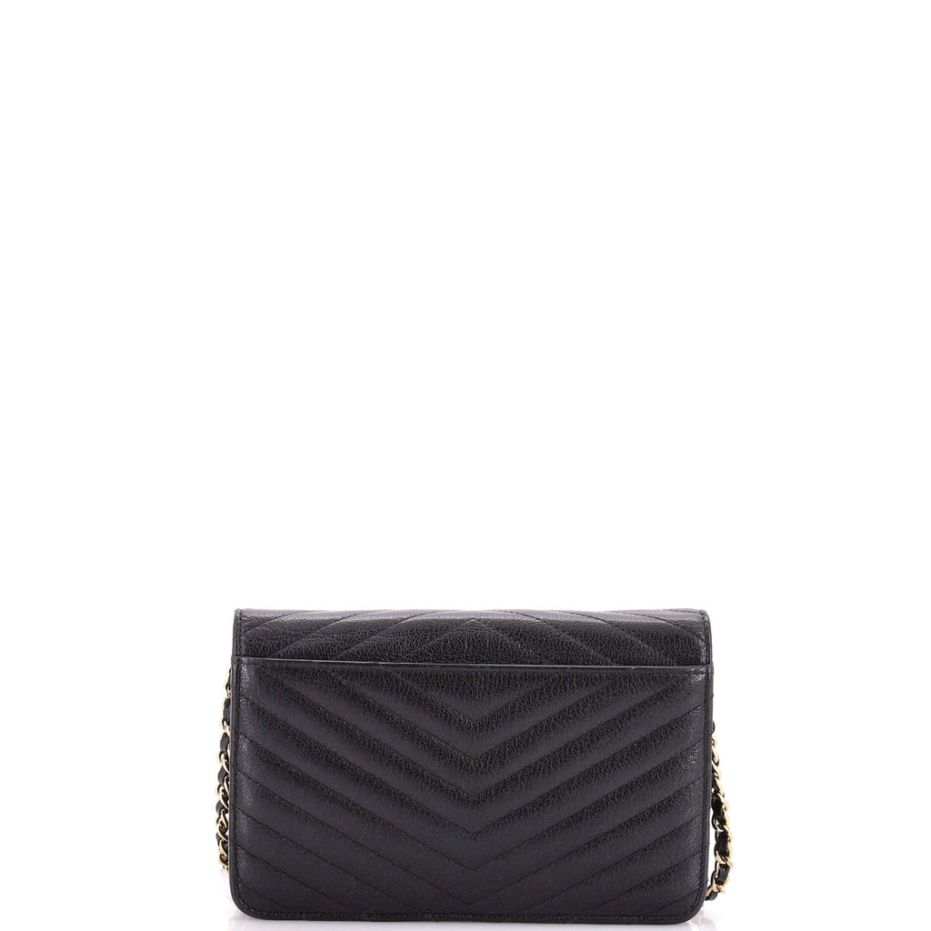 Envelope Wallet on Chain Chevron Calfskin