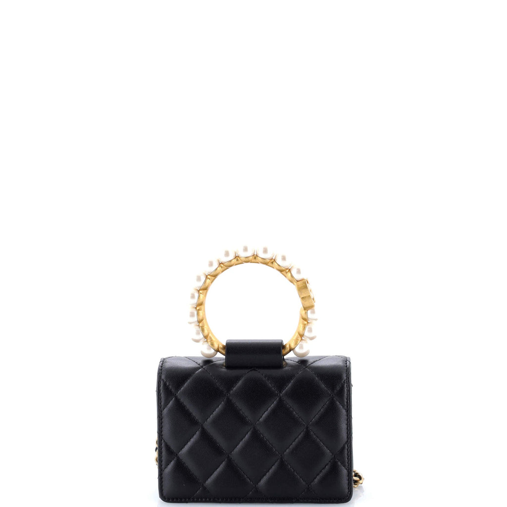 Pearl Crown Clutch with Chain Quilted Lambskin