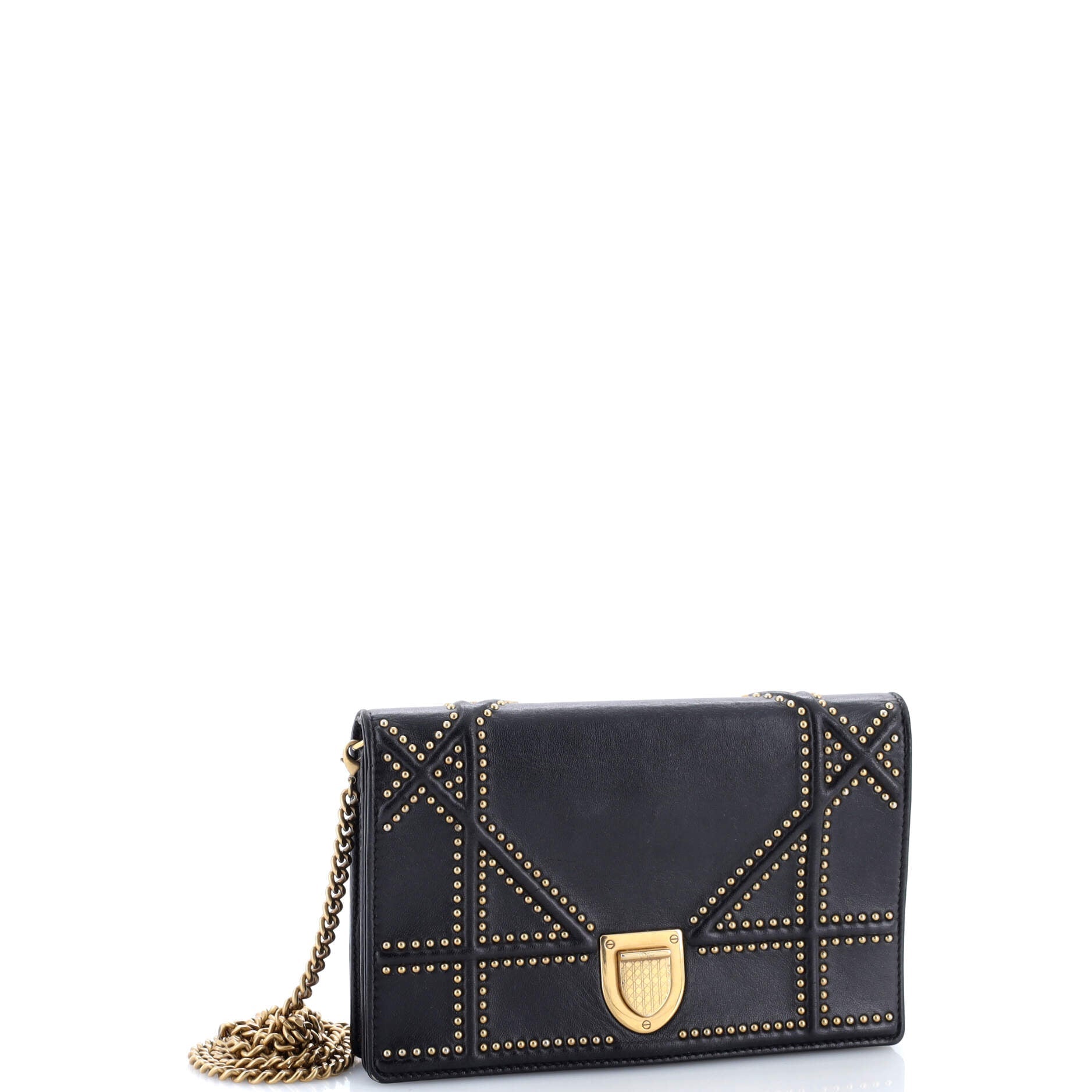 Diorama Wallet on Chain Studded Leather