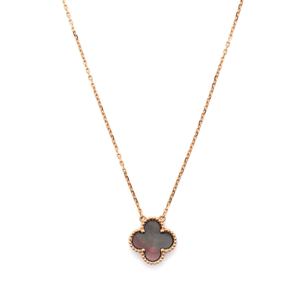 Vintage Alhambra Pendant Necklace 18K Rose Gold and Grey Mother of Pearl
