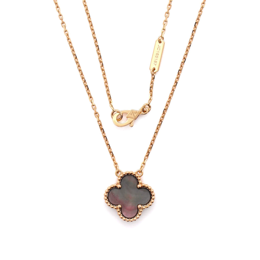Vintage Alhambra Pendant Necklace 18K Rose Gold and Grey Mother of Pearl