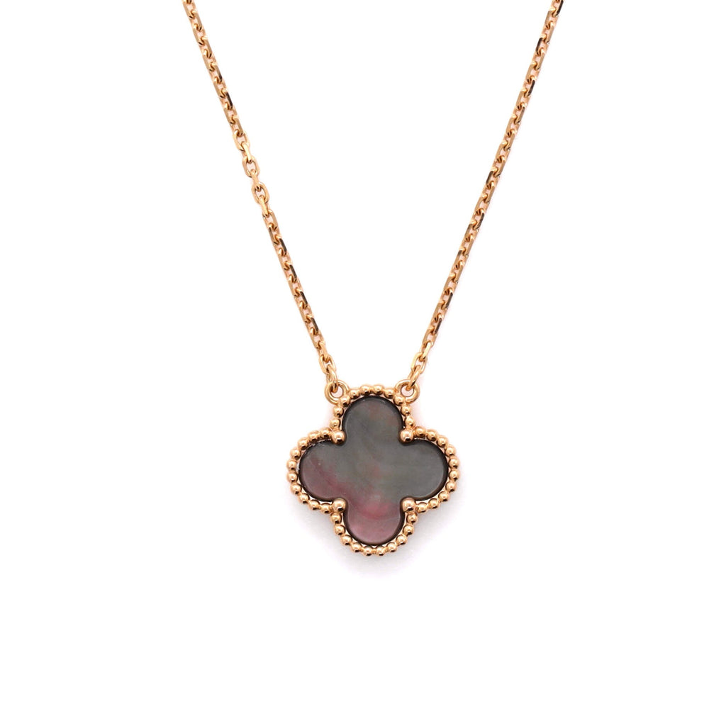 Vintage Alhambra Pendant Necklace 18K Rose Gold and Grey Mother of Pearl