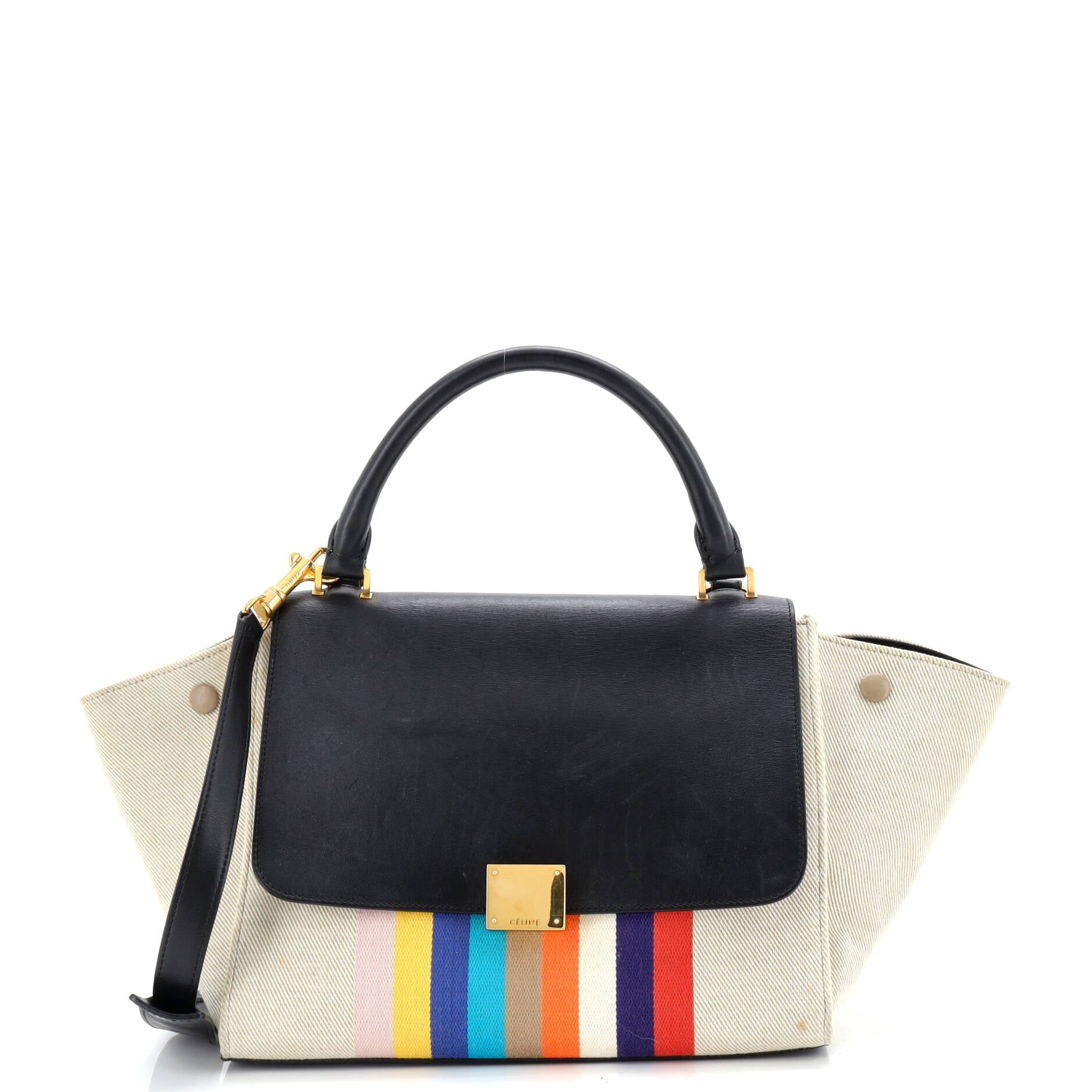 Multicolor Trapeze Bag Leather and Felt Medium