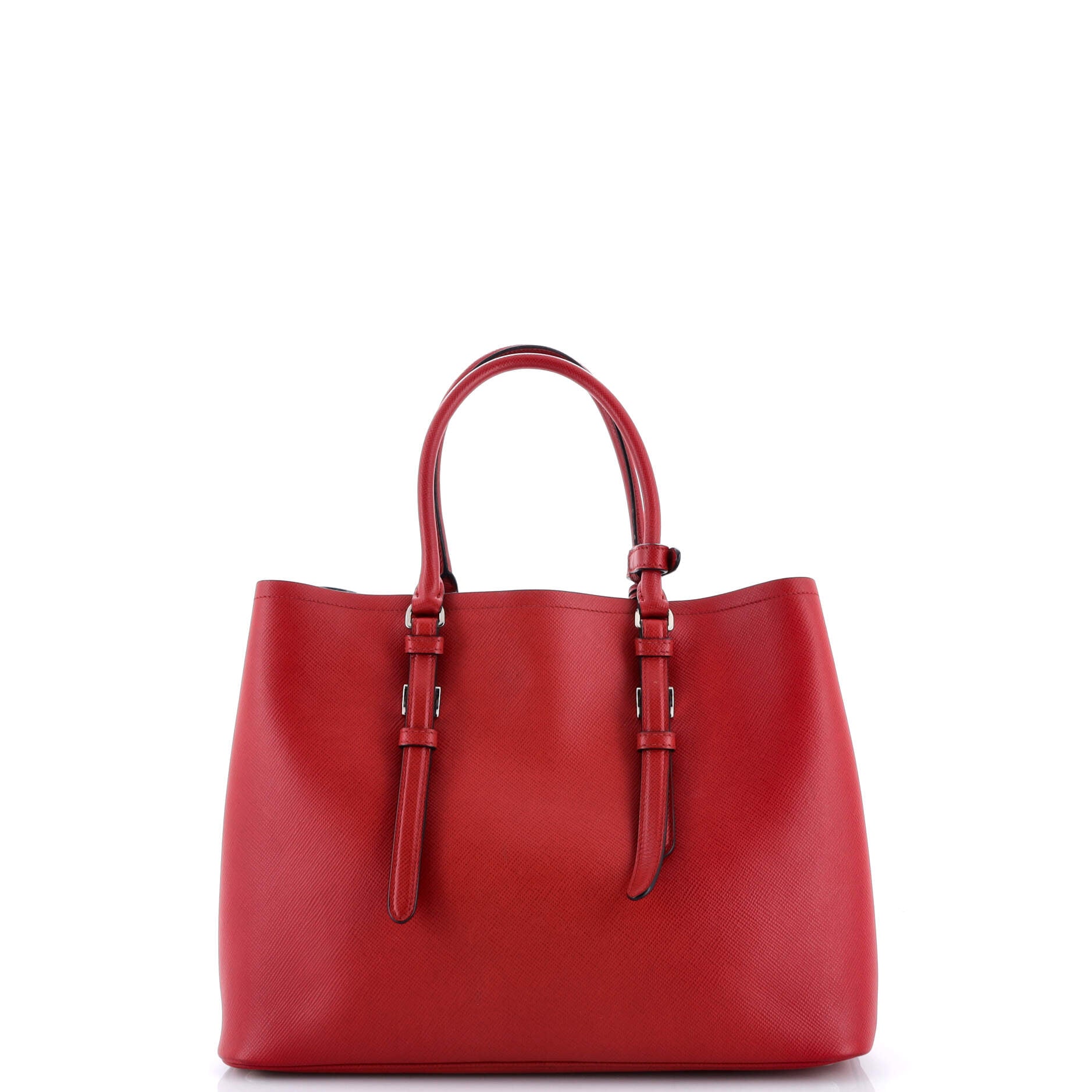 Belted Strap Cuir Double Tote Saffiano Leather Small