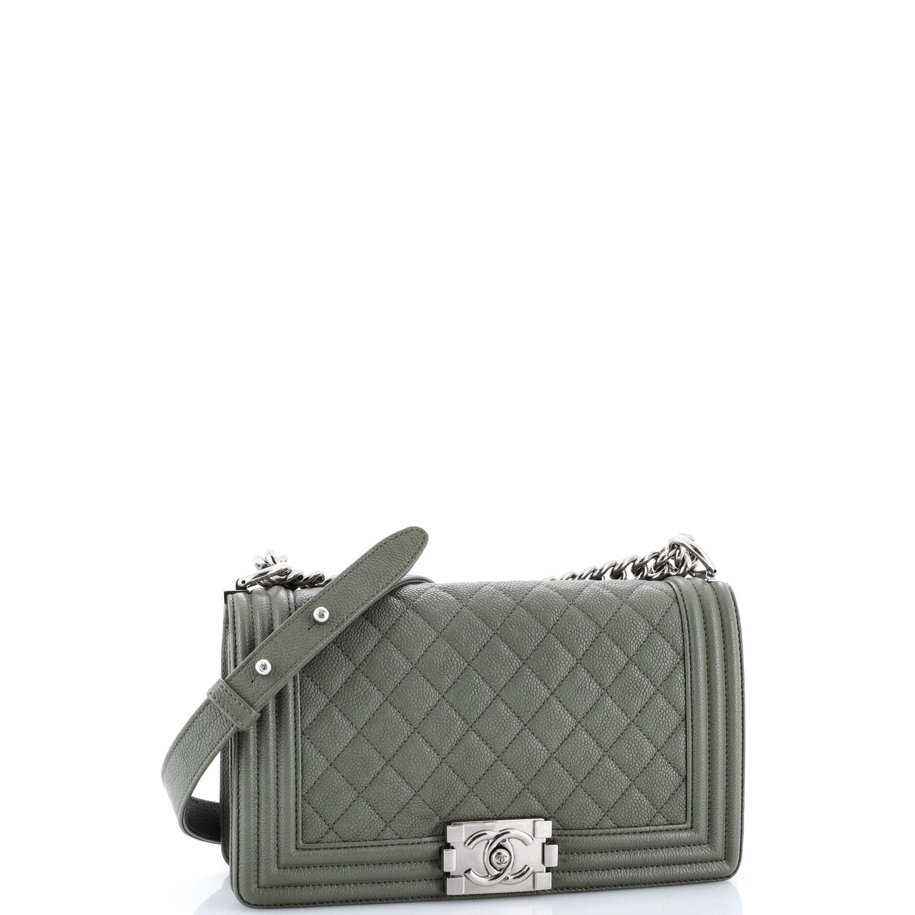 Boy Flap Bag Quilted Caviar Old Medium