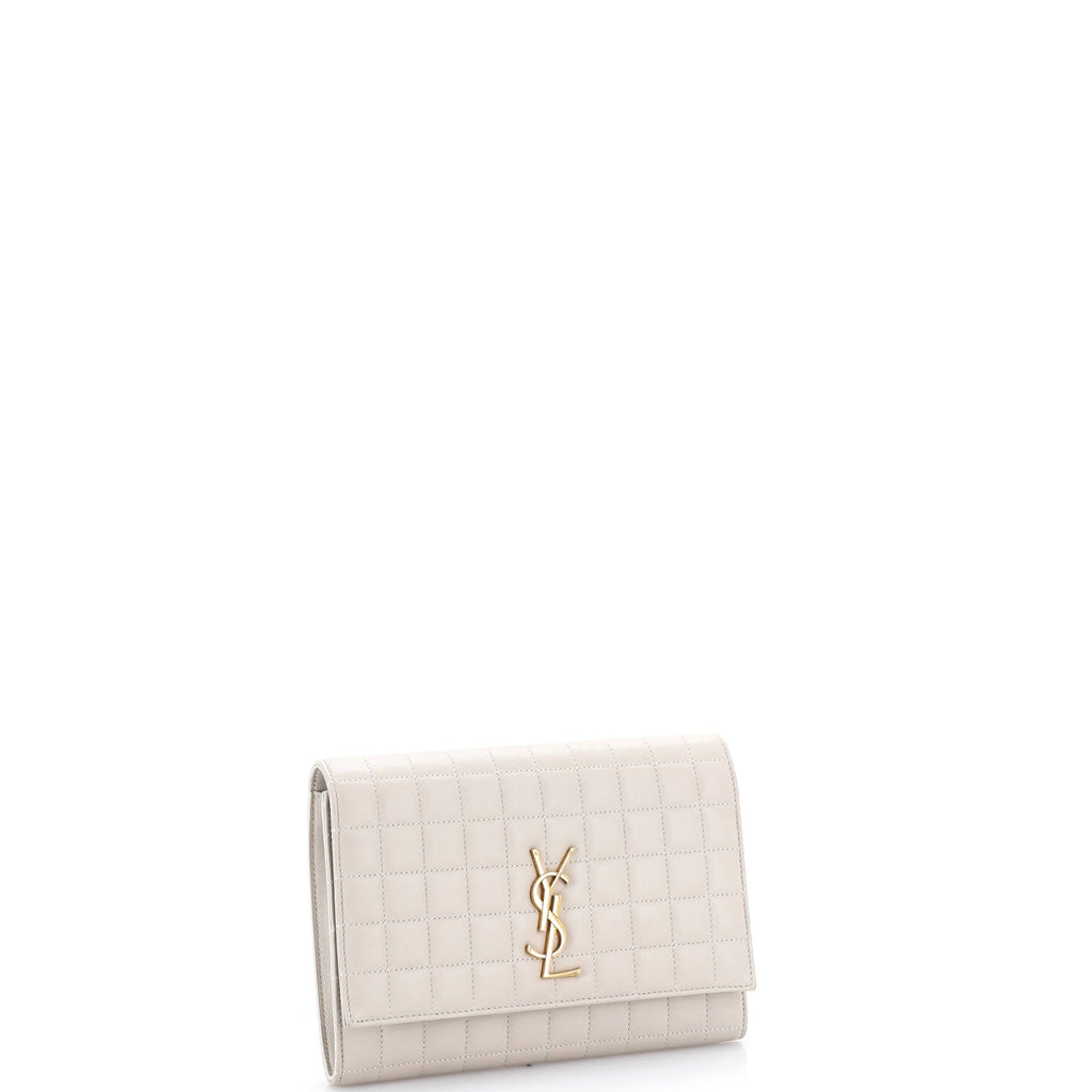 Monogram Flap Pouch Square Quilted Leather