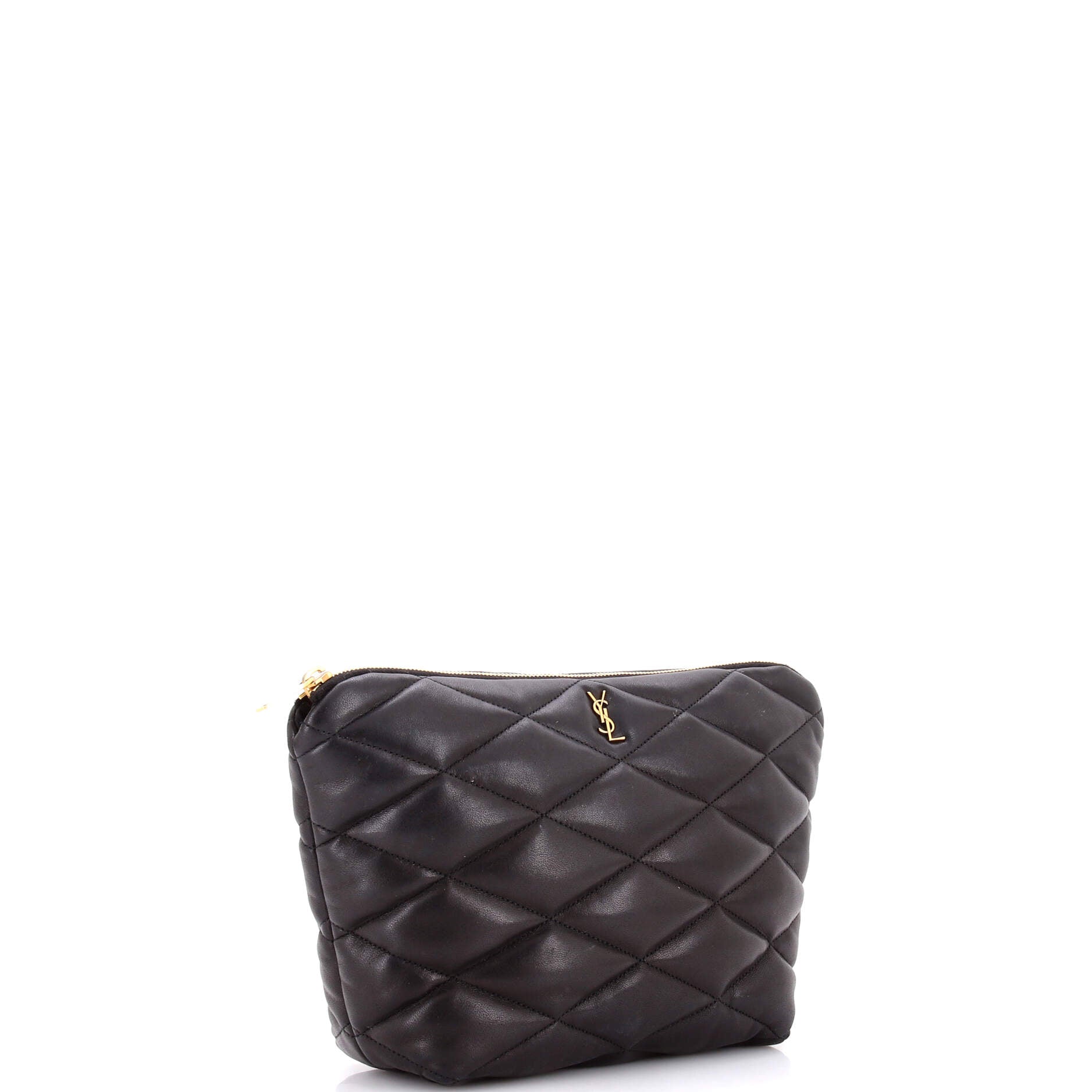 Sade Puffer Zip Cosmetic Pouch Quilted Leather