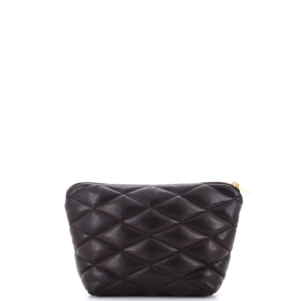Sade Puffer Zip Cosmetic Pouch Quilted Leather