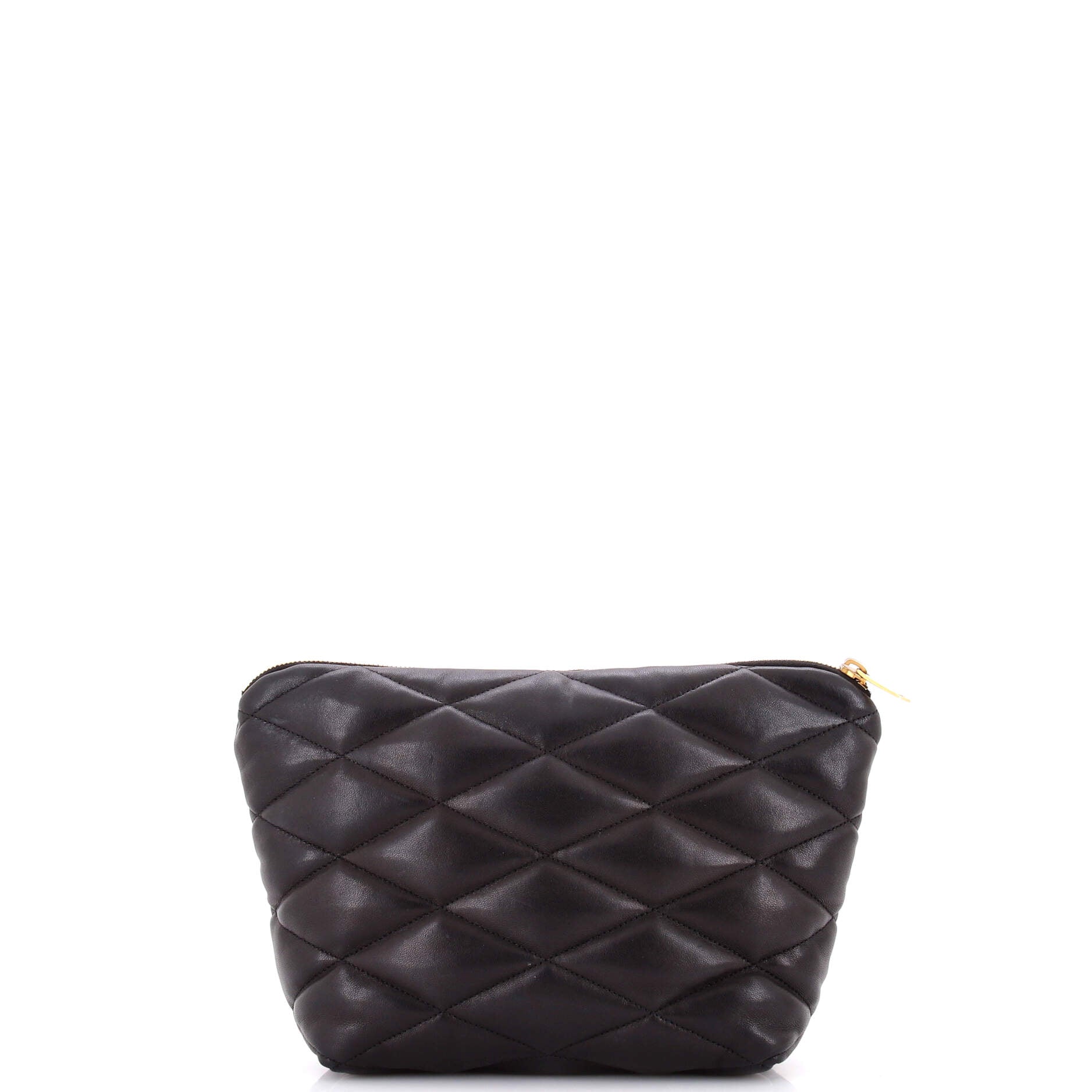 Sade Puffer Zip Cosmetic Pouch Quilted Leather