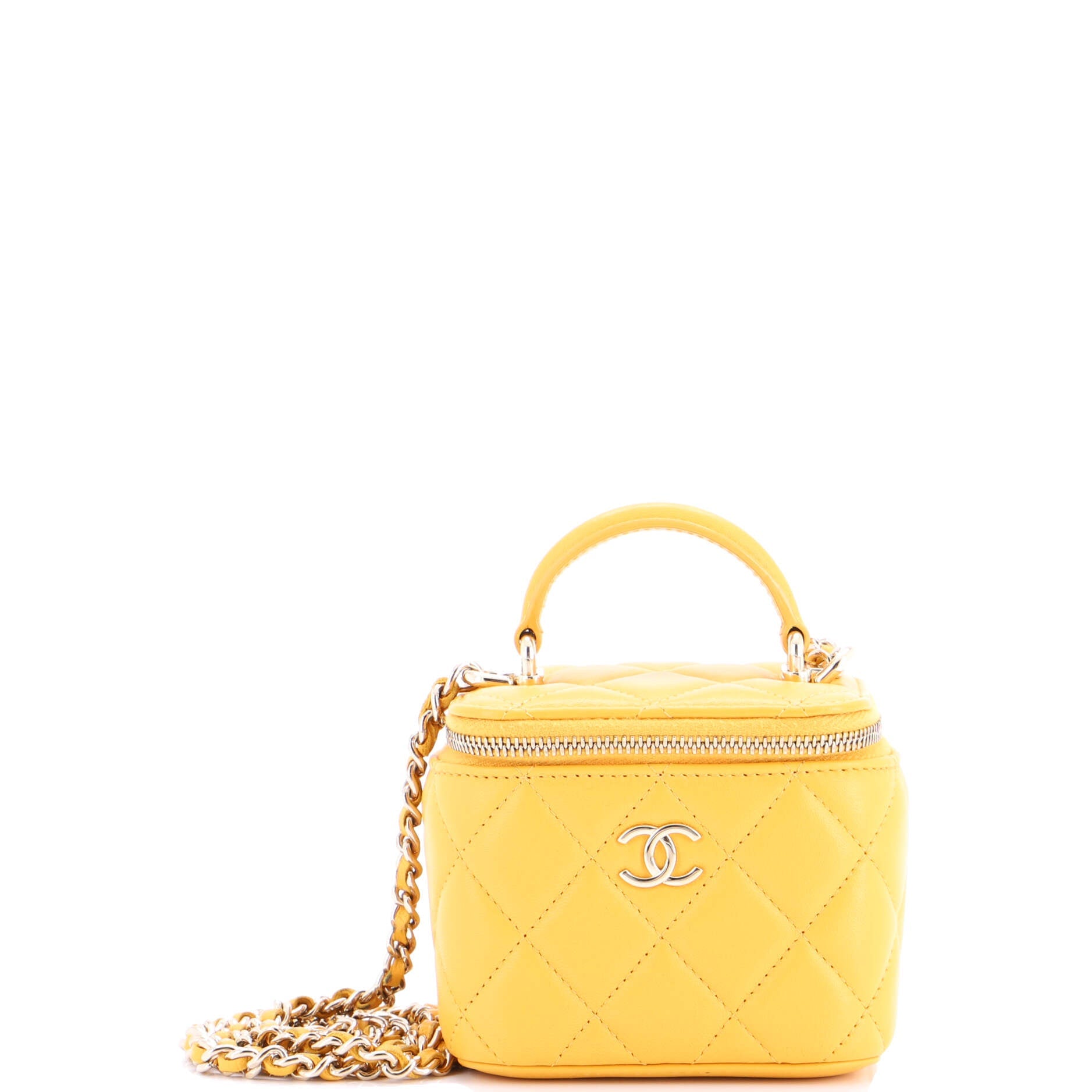 Classic Top Handle Vanity Case with Chain Quilted Lambskin Mini