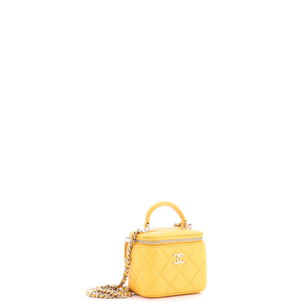 Classic Top Handle Vanity Case with Chain Quilted Lambskin Mini