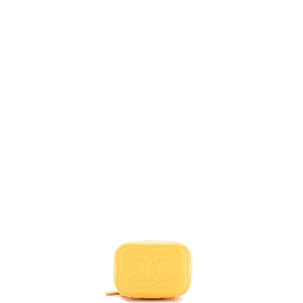 Classic Top Handle Vanity Case with Chain Quilted Lambskin Mini