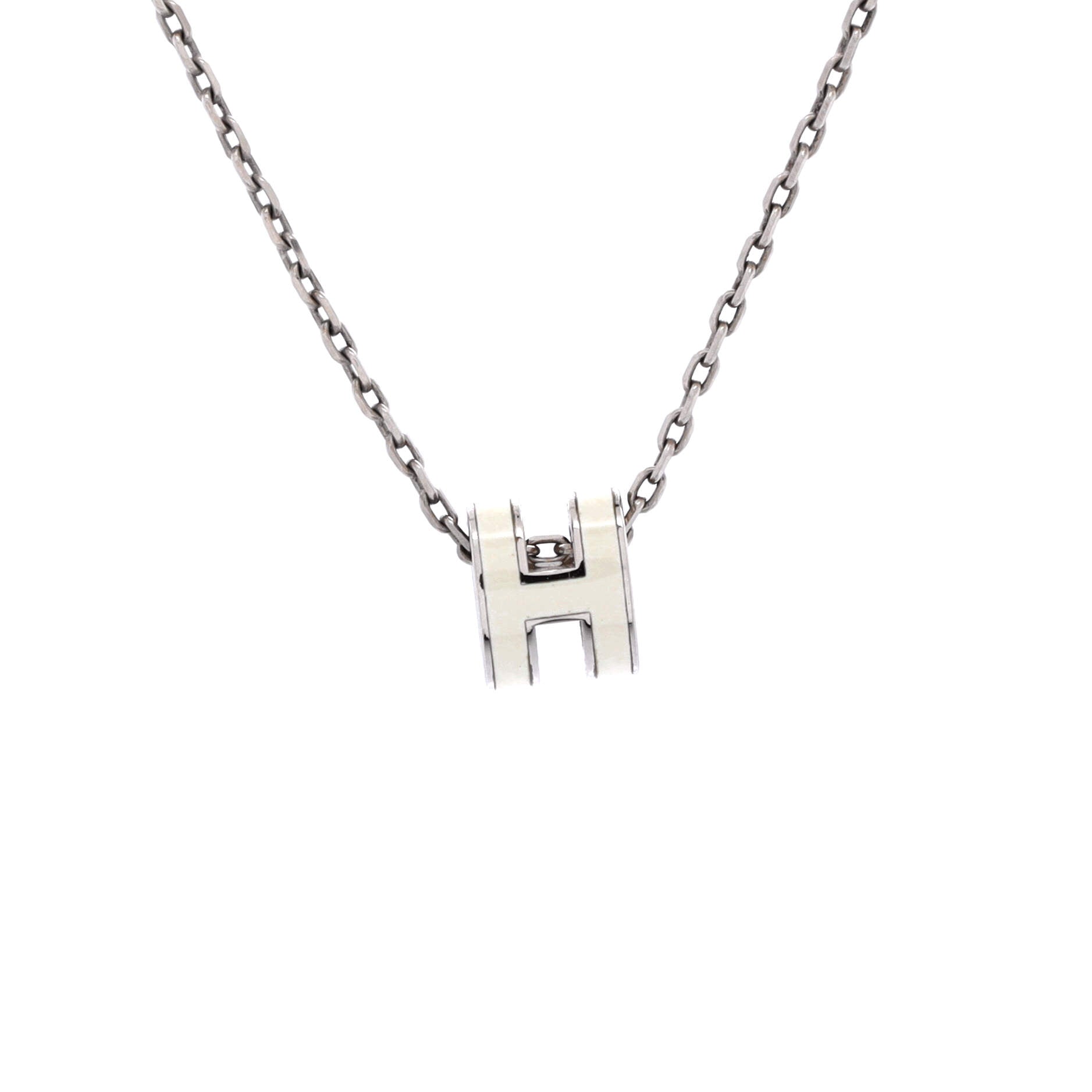 Pop H Pendant Chain Necklace Metal and Enamel Mini