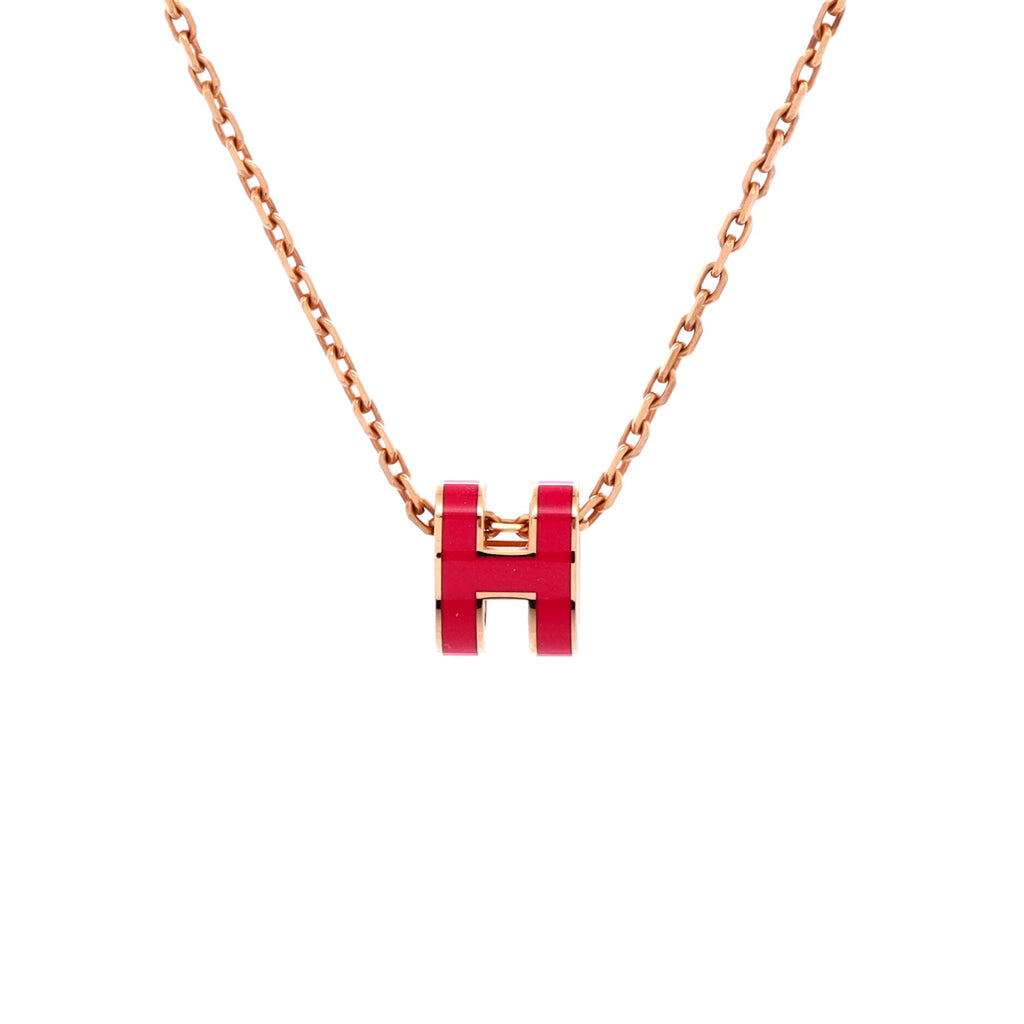 Pop H Pendant Chain Necklace Metal and Enamel Mini