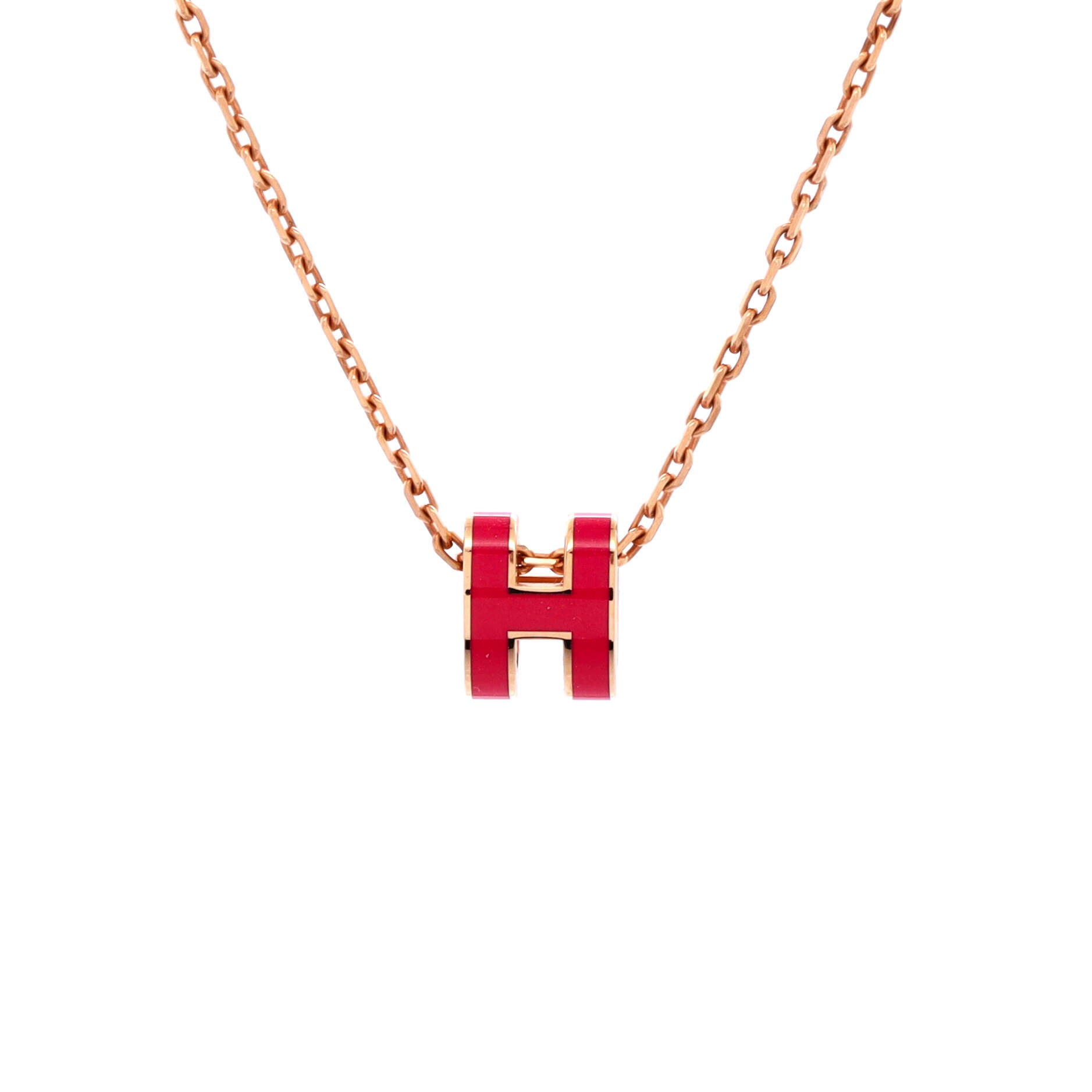 Pop H Pendant Chain Necklace Metal and Enamel Mini