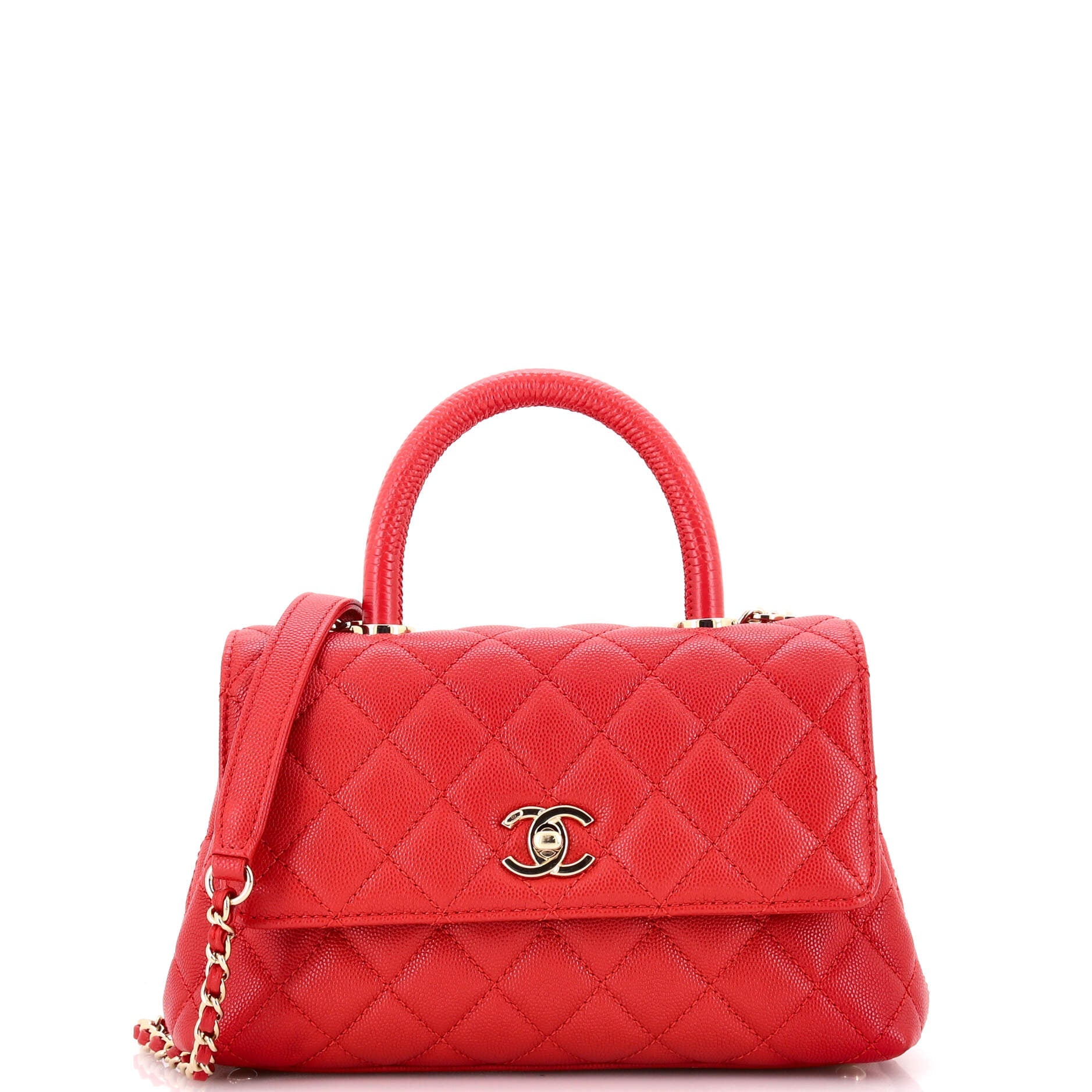 Coco Top Handle Bag Quilted Caviar Mini