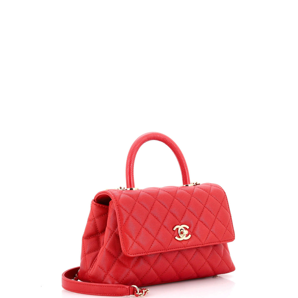 Coco Top Handle Bag Quilted Caviar Mini