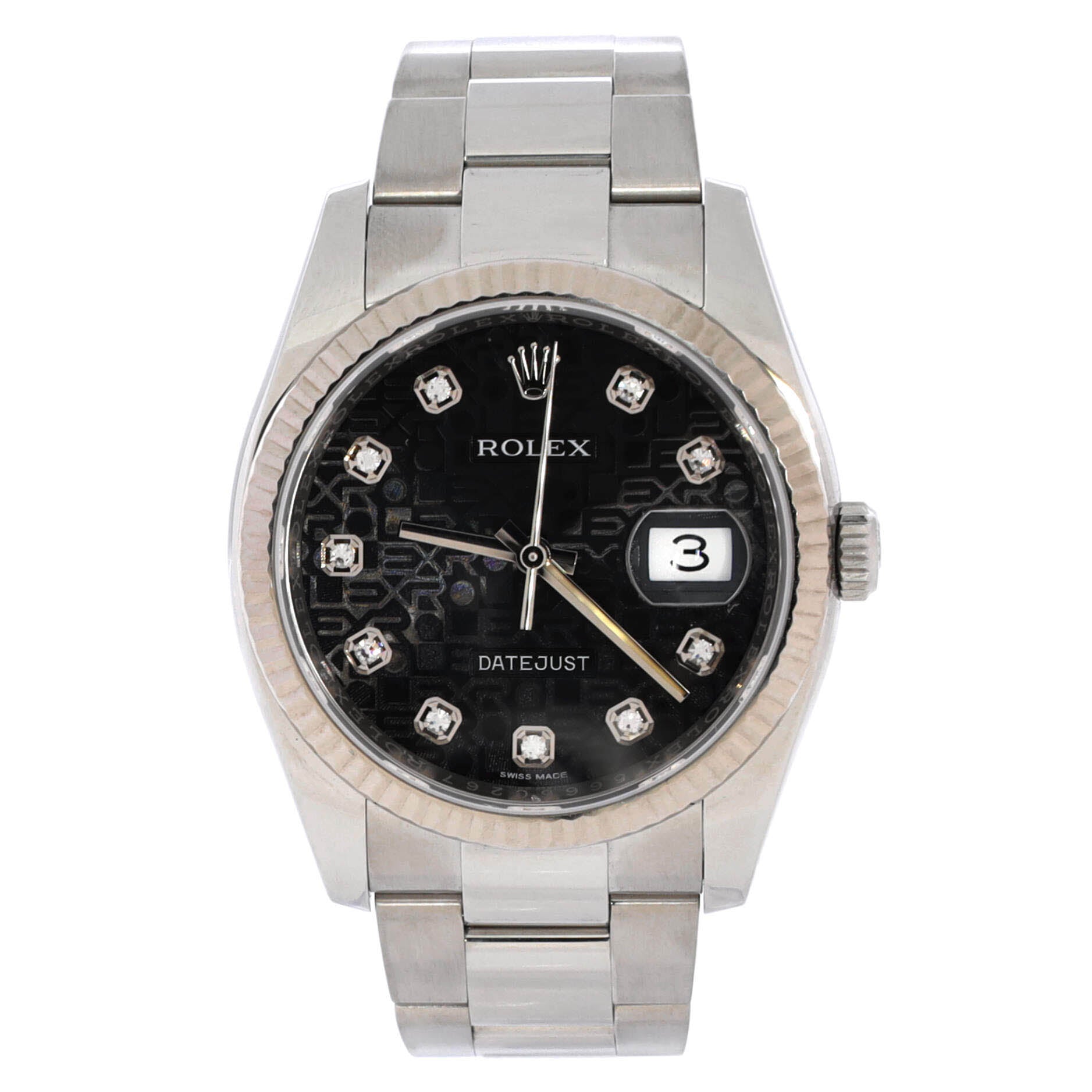 Oyster Perpetual Datejust Automatic Watch Stainless Steel and White Gold with Diamond Markers 36